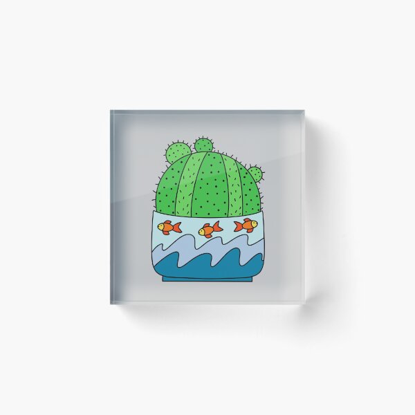 Item preview, Cute Cactus Design #163: Ball Cactus In Goldfish Themed Pot designed and sold by DreamCactus.