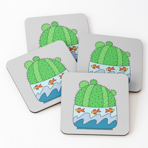 Item preview, Cute Cactus Design #163: Ball Cactus In Goldfish Themed Pot designed and sold by DreamCactus.