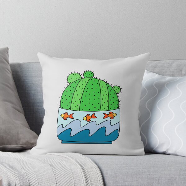 Aperçu de l'œuvre Cute Cactus Design #163: Ball Cactus In Goldfish Themed Pot créée et vendue par DreamCactus.
