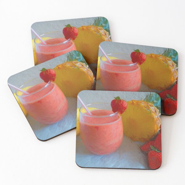 Item preview, Strawberry Banana Pineapple Peach Fruit Smoothie designed and sold by Linda Roisum.