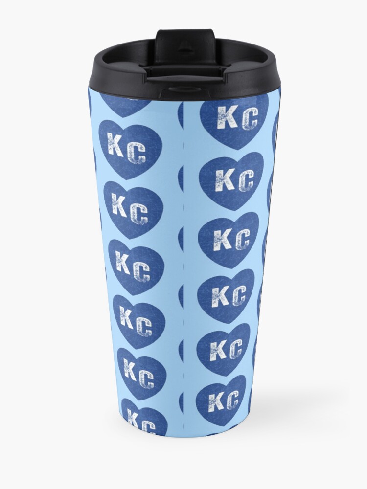 Alternate view of Royal Blue KC Blue Heart Kansas City Hearts I Love Kc heart Kansas city KC Face mask Kansas City facemask Travel Mug
