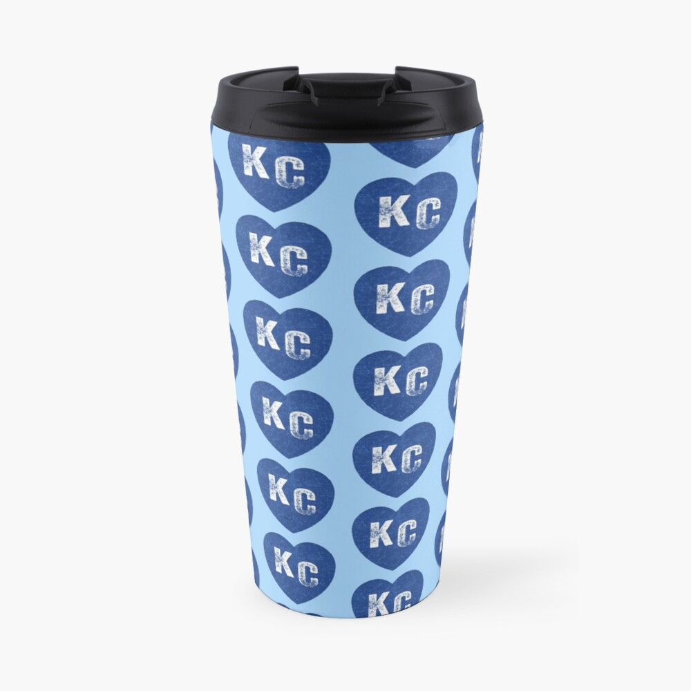 Royal Blue KC Blue Heart Kansas City Hearts I Love Kc heart Kansas city KC Face mask Kansas City facemask Travel Mug