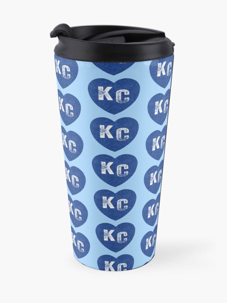 Alternate view of Royal Blue KC Blue Heart Kansas City Hearts I Love Kc heart Kansas city KC Face mask Kansas City facemask Travel Mug