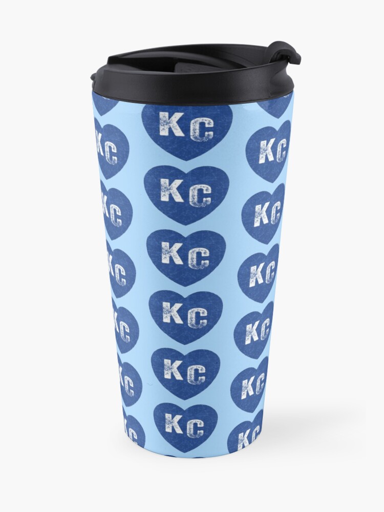 Alternate view of Royal Blue KC Blue Heart Kansas City Hearts I Love Kc heart Kansas city KC Face mask Kansas City facemask Travel Mug