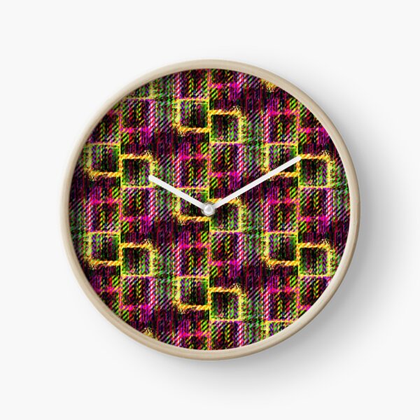 Splat Plaid - Pink Clock