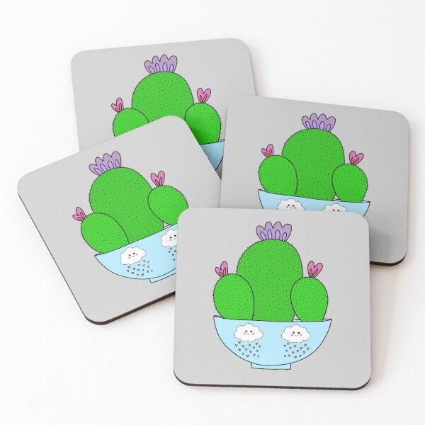 Item preview, Cute Cactus Design #173: Cacti Bunch In A Cute Bowl With Rain Clouds designed and sold by DreamCactus.