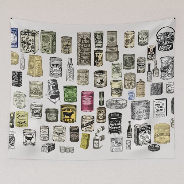 Item preview, Vintage Victorian food cans collage designed and sold by Anna Lemos.