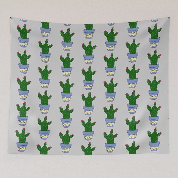 Item preview, Cute Cactus Design #185: Cactus With Blooms In Painted Pot designed and sold by DreamCactus.