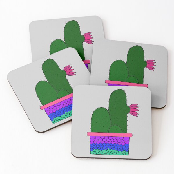 Item preview, Cute Cactus Design #192: Cacti Bunch In Mermaid Scale Pot designed and sold by DreamCactus.