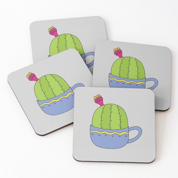 Item preview, Cute Cactus Design #196: Mini Cactus With Flower In Cup designed and sold by DreamCactus.
