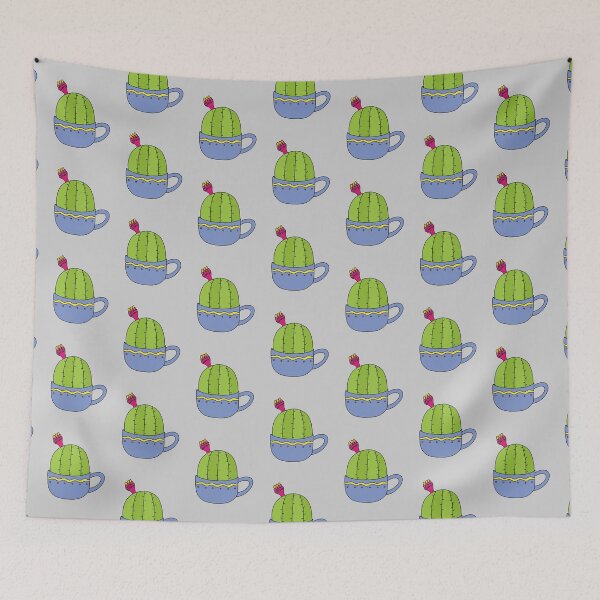 Item preview, Cute Cactus Design #196: Mini Cactus With Flower In Cup designed and sold by DreamCactus.