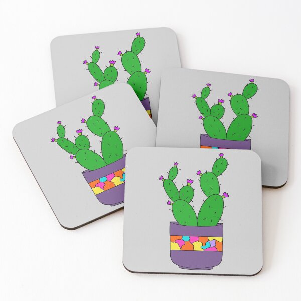 Aperçu de l'œuvre Cute Cactus Design #202: Pretty Cacti Bunch In Lovely Purple Pot créée et vendue par DreamCactus.