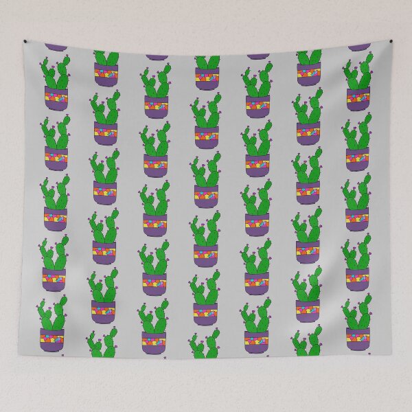 Item preview, Cute Cactus Design #202: Pretty Cacti Bunch In Lovely Purple Pot designed and sold by DreamCactus.
