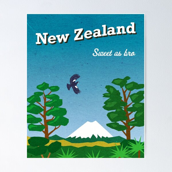 Vintage-style New Zealand travel poster Poster
