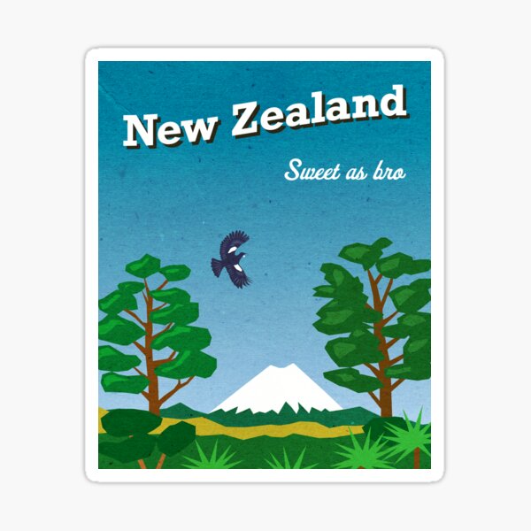 Vintage-style New Zealand travel poster Sticker