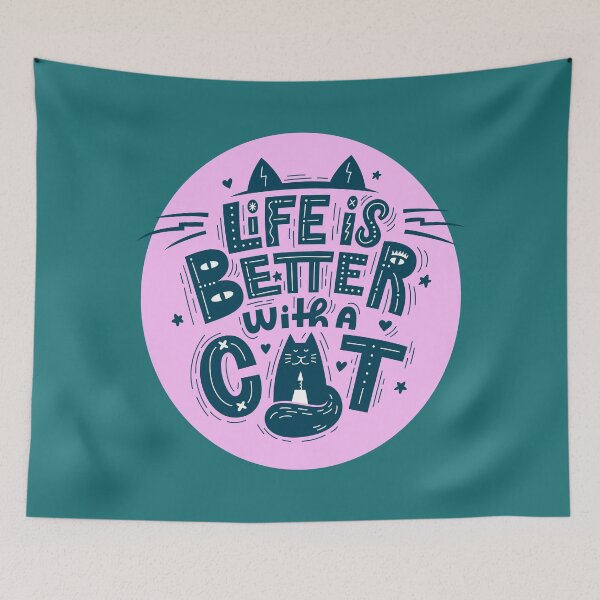 Item preview, kitty quote Life is Better with a Cat  designed and sold by TheSimpleMan.