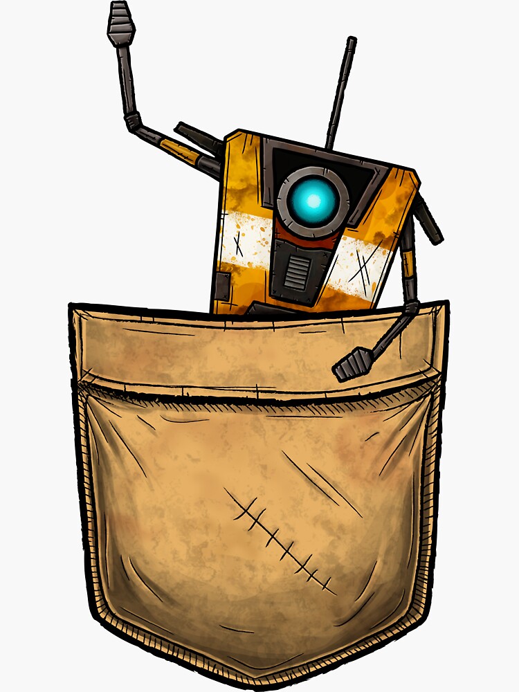 Thumbnail 3 of 3, Sticker, Pocket Claptrap - Borderlands designed and sold by Doomgriever.