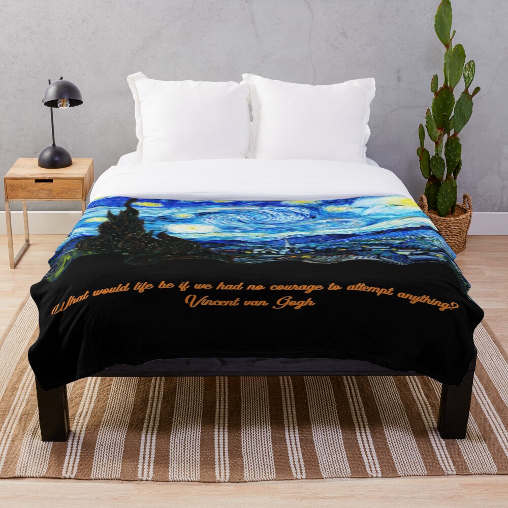 Vincent Van Gogh Art Starry Night, Creative Artist Painting on a throw blanket
