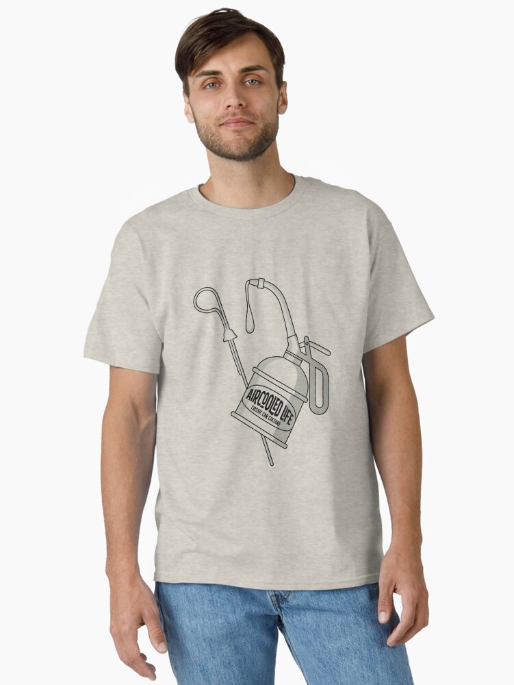Thumbnail 2 of 7, Classic T-Shirt, Oil is Aircooled Life - Oil Can Dip Stick Design designed and sold by Joemungus.