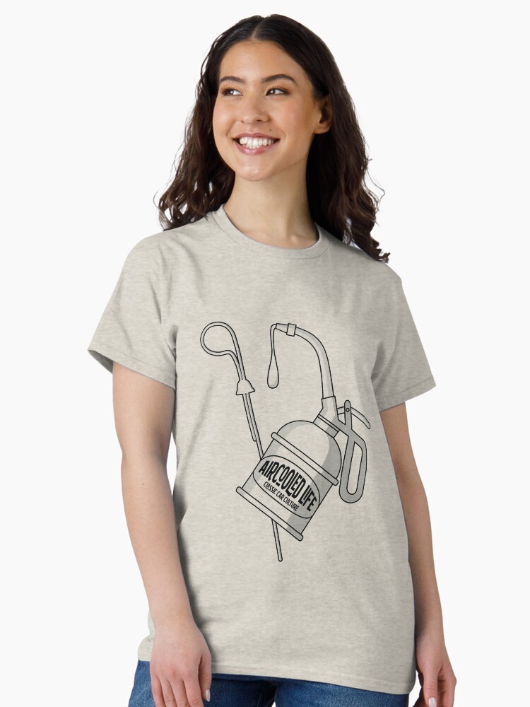 Thumbnail 1 of 7, Classic T-Shirt, Oil is Aircooled Life - Oil Can Dip Stick Design designed and sold by Joemungus.