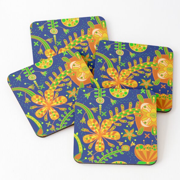 Item preview, Fantasy Flowers Navy Orange designed and sold by Esprit-Mystique.