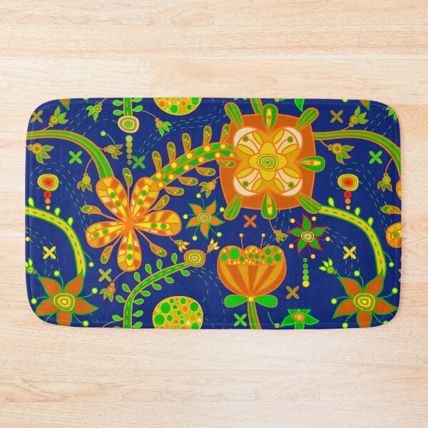 Item preview, Fantasy Flowers Navy Orange designed and sold by Esprit-Mystique.