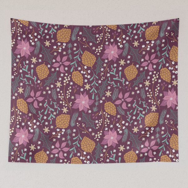 Item preview, Christmas Florals on Purple designed and sold by latheandquill.