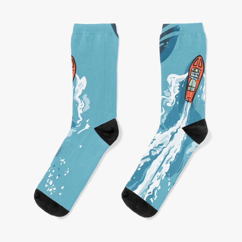 Speed boat | Power boat | motor boat drawing Socks