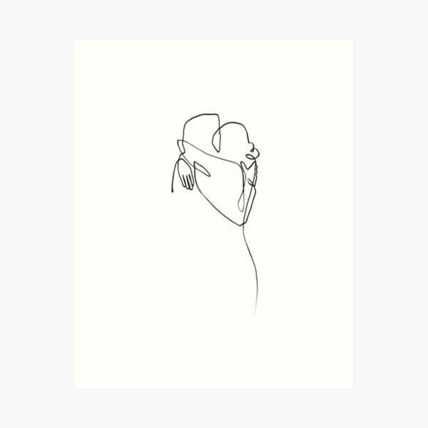 Intimate Art Couple Kiss Line Art Romantic Wall Art Romance 