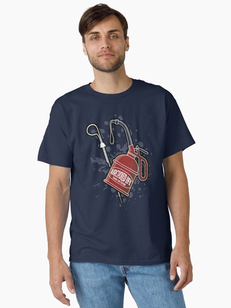 Thumbnail 2 of 7, Classic T-Shirt, Oil is Aircooled Life - Oil Can Dip Stick Design designed and sold by Joemungus.