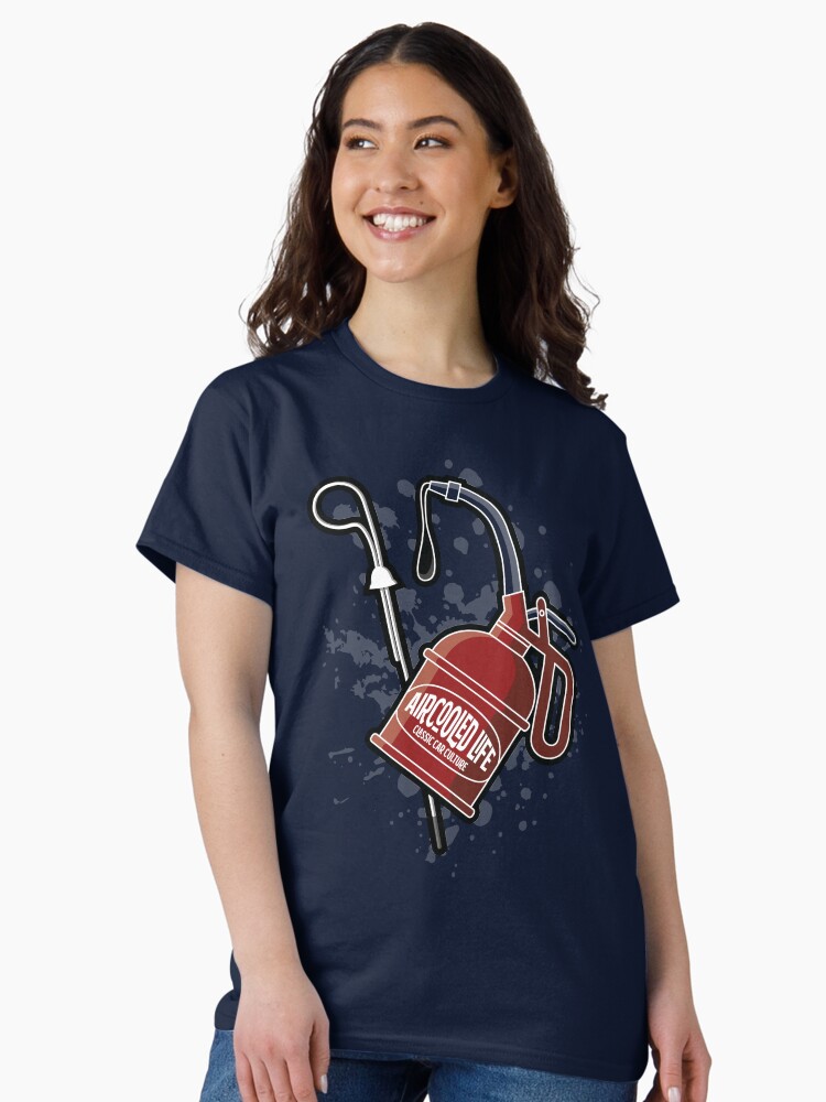 Thumbnail 1 of 7, Classic T-Shirt, Oil is Aircooled Life - Oil Can Dip Stick Design designed and sold by Joemungus.