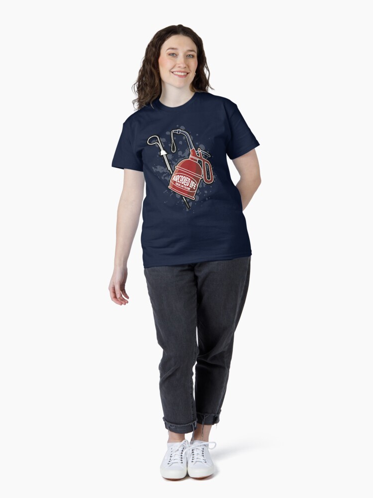 Thumbnail 4 of 7, Classic T-Shirt, Oil is Aircooled Life - Oil Can Dip Stick Design designed and sold by Joemungus.