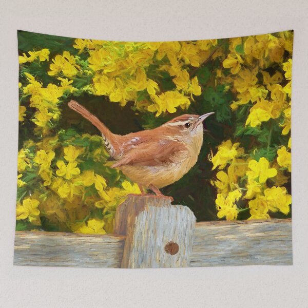 Item preview, Carolina Wren Painting - Cute Original Bird Art designed and sold by alpendesigns.