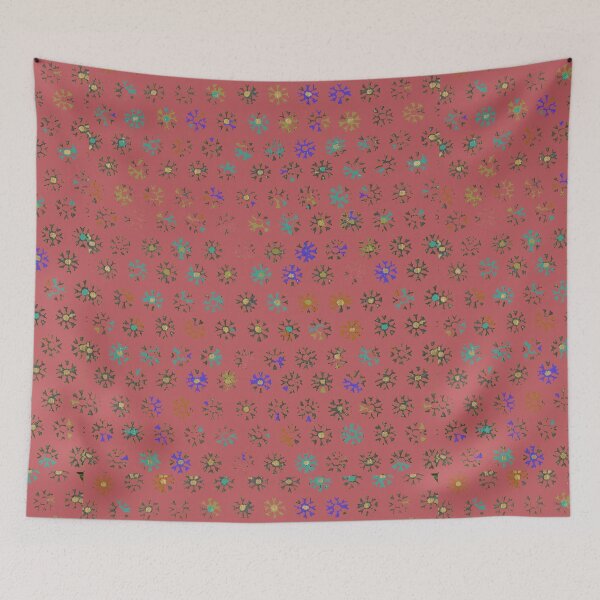 Item preview, Tribal Sun Print, faded, distressed red ethnic pattern, uneven blotchy designed and sold by djrunnels.