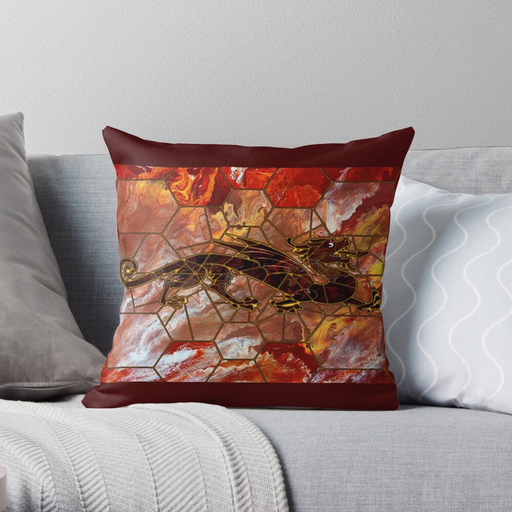 Dragon on Glass Throw Pillow