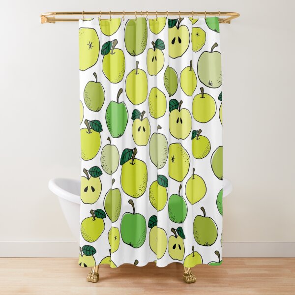 Green and yellow apples pattern Shower Curtain