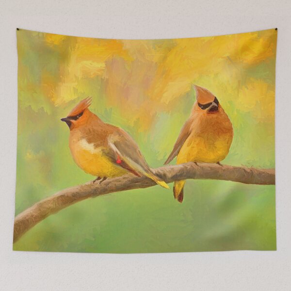 Item preview, Cedar Waxwing Painting - Cute Original Bird Art designed and sold by alpendesigns.