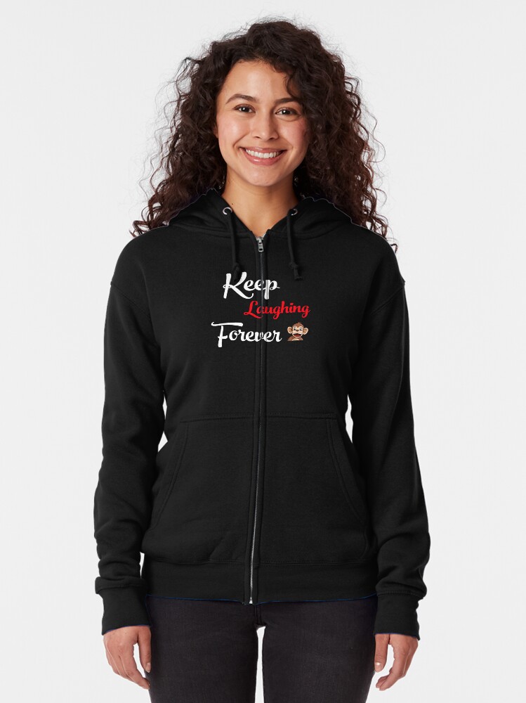 Alternate view of Keep Laughing Forever Monkey Zipped Hoodie