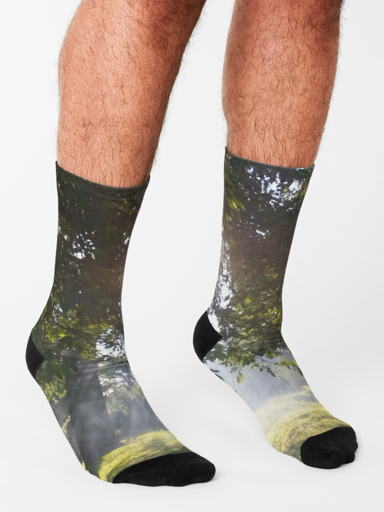 Alternate view of M.I. #11 |☼| Smoky Tree Sun Rays - Landscape Shot (Pearson Park) Socks