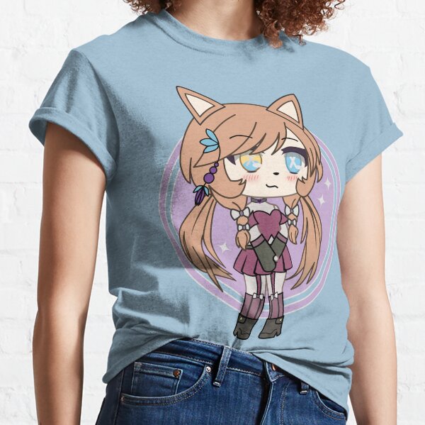 Cute Gacha Girl Foxy Chan Black White Tshirt For Men Women Gacha Gacha Life  Gacha Oc