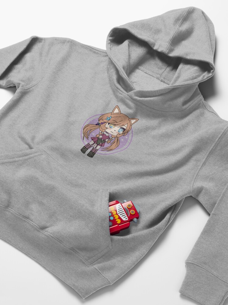 Alternate view of Cute Gacha Girl Foxy Chan Kids Pullover Hoodie
