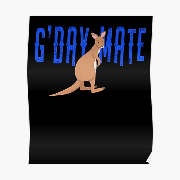 G'Day Mate Australia Cute Kangaroo Poster