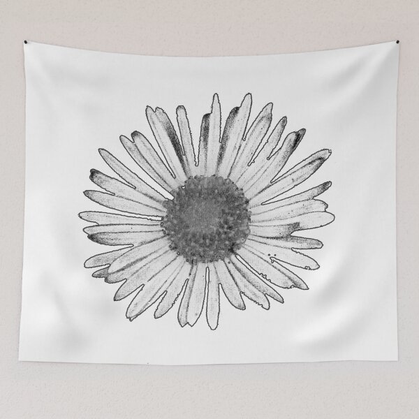 Item preview, Daisy Flower black and white illustration designed and sold by bohoDecor.