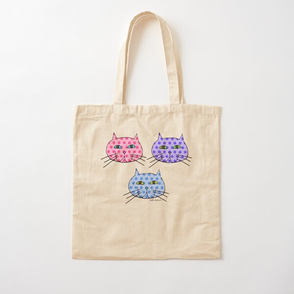 Polka Dot Cats Cotton Tote Bag