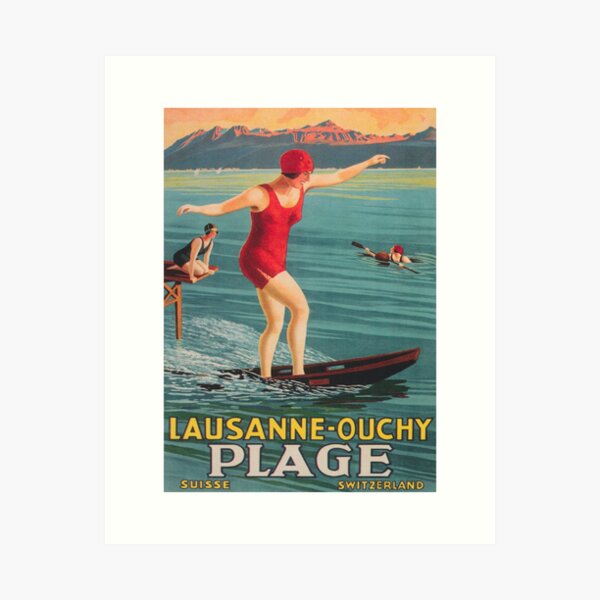 Item preview,  Ouchy, Lausanne, Switzerland Vintage Travel Poster designed and sold by vintagevivian.