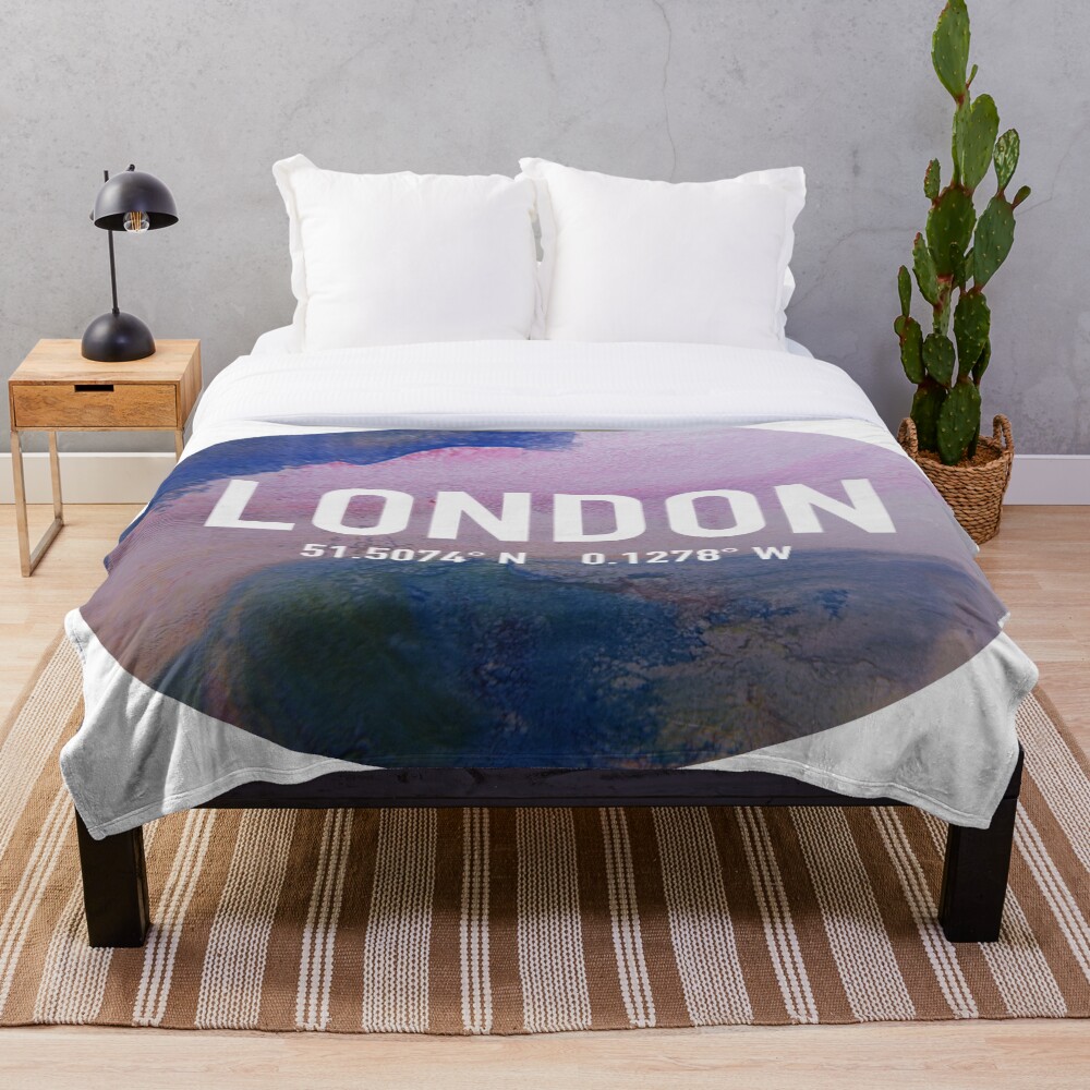 London Coordinates on a throw blanket