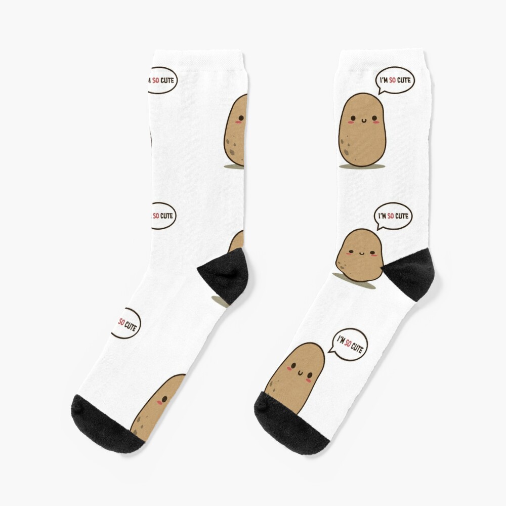 "I'm so cute potato" Socks by clgtart Redbubble