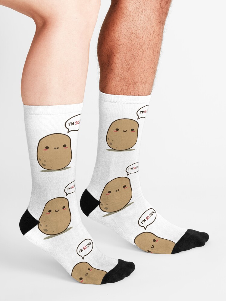 "I'm so cute potato" Socks by clgtart Redbubble