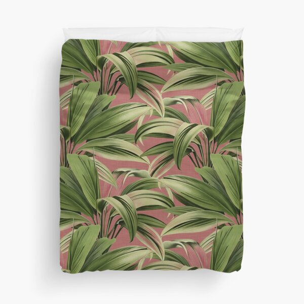 Vista previa del artículo con la obra «Patrón de hojas de palmera tropical Cordyline - Lino rosa rosa», diseñado y vendido por WickedRefined - Nicole Demereckis.