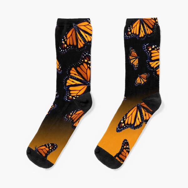 orange monarch butterflys Socks